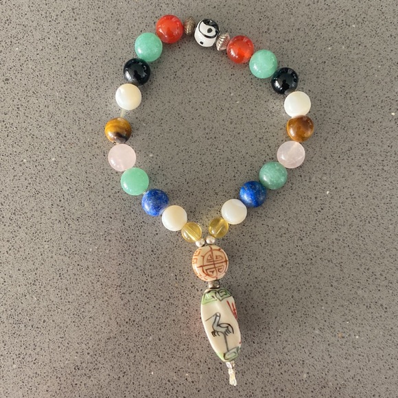 Multi- Stone Gemstone Crystal Beaded Stretch Bracelet - Picture 6 of 9